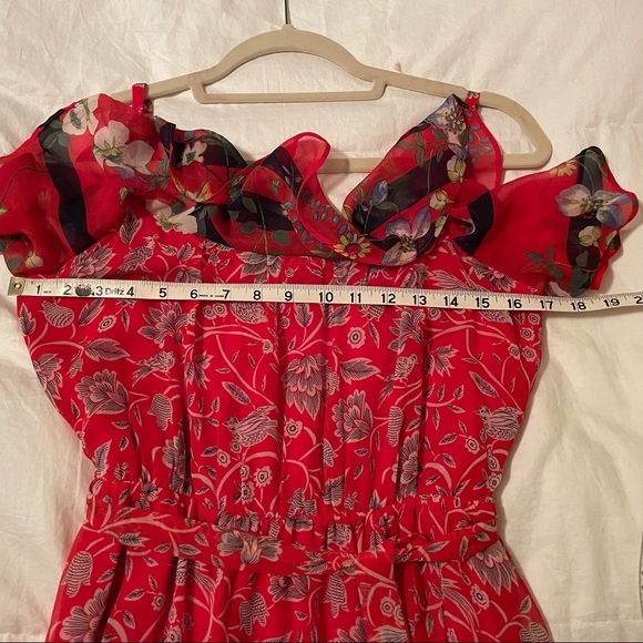 Anthropologie One September Zuri Midi Red Floral Dress XS - Picture 11 of 12